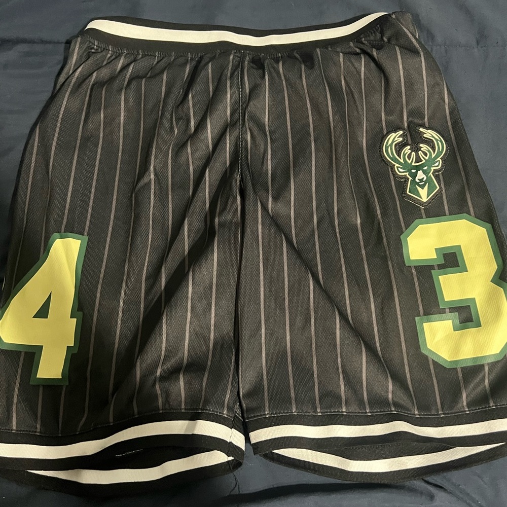 Black and Green Men's Basketball Shorts